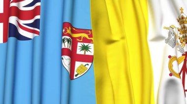 FIJI ve VATICAN bayrakları gerçekçi kumaş dokusuna sahip