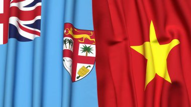FIJI ve VİETNAM bayrakları gerçekçi kumaş dokusuyla