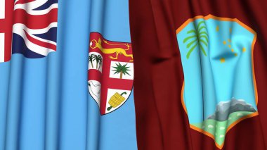 FIJI ve Batı Hint Adaları bayrakları gerçekçi kumaş desenli