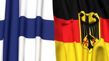 FINLAND ve GERMANY bayrakları gerçekçi kumaş dokusuyla
