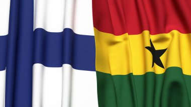 FINLAND ve GANA bayrakları gerçekçi kumaş dokusuyla