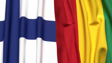 FINLAND Bayrakları ve gerçekçi kumaş dokusuna sahip GUINEA