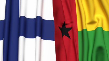 FINLAND ve GINEA-BISSAU bayrakları gerçekçi kumaş dokusuyla
