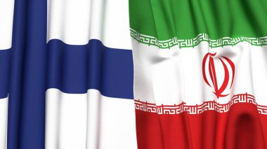 FINLAND ve İRAN bayrakları gerçekçi kumaş dokusuyla