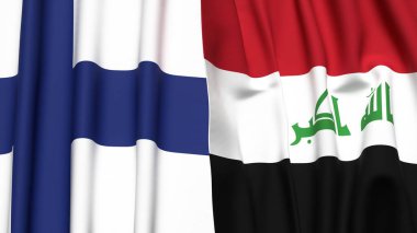 FINLAND ve IRAQ bayrakları gerçekçi kumaş dokusuyla