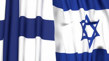 FINLAND ve İsrail bayrakları gerçekçi kumaş dokusuyla