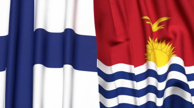 FINLAND ve KIRIBATI bayrakları gerçekçi kumaş dokusuyla