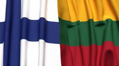 FINLAND ve LITHUANIA bayrakları gerçekçi kumaş dokusuyla