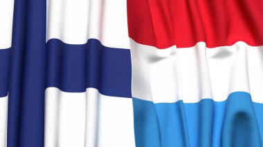 FINLAND ve LUXEMBOURG bayrakları gerçekçi kumaş dokusuyla