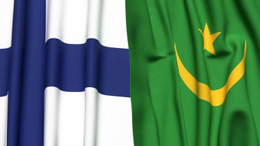 FINLAND ve MAURITANIA bayrakları gerçekçi kumaş dokusuyla