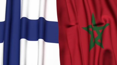 FINLAND ve MoroCCO bayrakları gerçekçi kumaş dokusuyla
