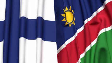 FINLAND ve NAMIBIA bayrakları gerçekçi kumaş dokusuyla