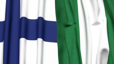 FINLAND ve NIGERIA bayrakları gerçekçi kumaş dokusuyla