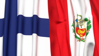 FINLAND ve Peru 'nun gerçekçi kumaşlı bayrakları