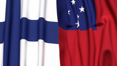 FINLAND ve SAMOA bayrakları gerçekçi kumaş dokusuyla