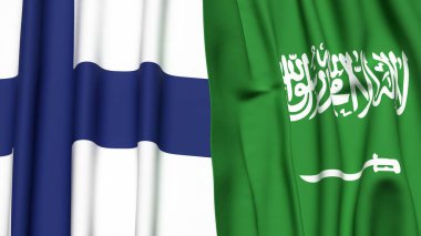 FINLAND ve SAUDI ARABIA 'nın gerçekçi kumaş dokusuna sahip bayrakları