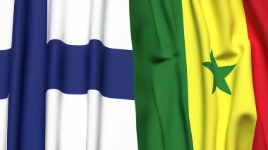 FINLAND ve SENEGAL bayrakları gerçekçi kumaş dokusuyla
