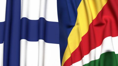 FINLAND ve SEYCHELLES bayrakları gerçekçi kumaş dokusuyla