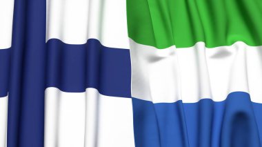 FINLAND ve SIERRA LEONE bayrakları gerçekçi kumaş dokusuyla