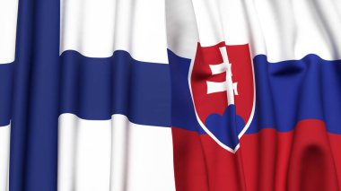 FINLAND ve SLOVAKIA bayrakları gerçekçi kumaş dokusuyla