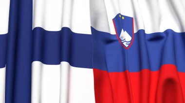 FINLAND ve SLOVENIA bayrakları gerçekçi kumaş dokusuyla