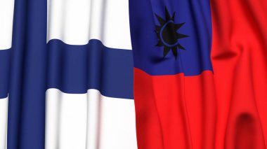 FINLAND ve Tayvan bayrakları gerçekçi kumaş dokusuyla