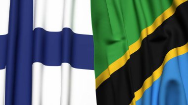 FINLAND ve TANZANIA bayrakları gerçekçi kumaş dokusuyla