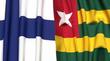 FINLAND ve TOGO bayrakları gerçekçi kumaş dokusuyla