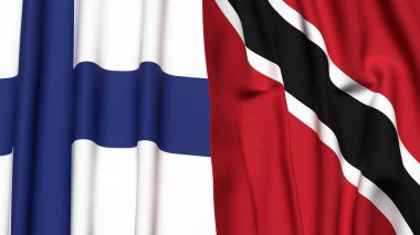 FINLAND ve TRINIDAD bayrakları gerçekçi kumaş dokusuyla