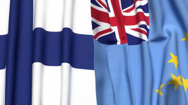 FINLAND ve TUVALU bayrakları gerçekçi kumaş dokusuyla