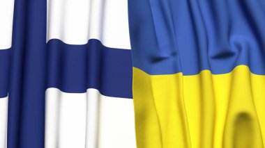 FINLAND ve UKRAINE bayrakları gerçekçi kumaş dokusuyla
