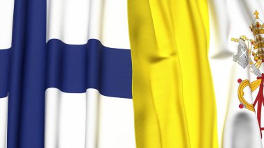 FINLAND ve VATICAN bayrakları gerçekçi kumaş dokusuna sahip