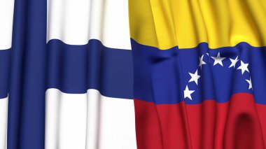 FINLAND ve Venezuela 'nın gerçekçi kumaş dokusuna sahip bayrakları