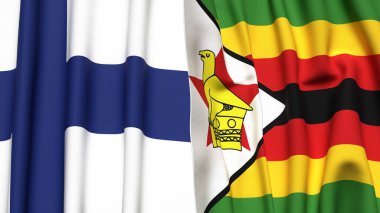 FINLAND ve ZIMBABWE bayrakları gerçekçi kumaş dokusuyla