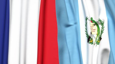 FRANCE ve GUATEMALA bayrakları gerçekçi kumaş dokusuyla