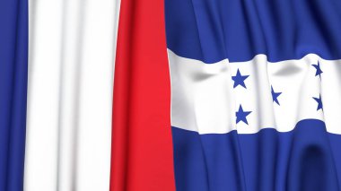 FRANCE ve HONDURAS bayrakları gerçekçi kumaş dokusuyla
