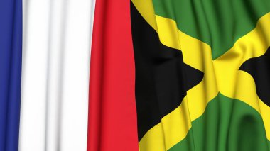 FRANCE ve JAMAICA 'nın gerçekçi kumaş dokusuyla bayrakları