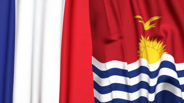 FRANCE ve KIRIBATI bayrakları gerçekçi kumaş dokusuyla