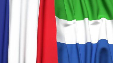 FRANCE Bayrakları ve gerçekçi kumaş desenli SIERRA LEONE