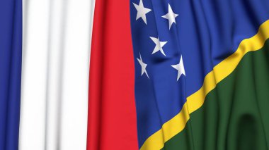 FRANCE Bayrakları ve SOLOMON Adaları Gerçekçi kumaş dokusuyla