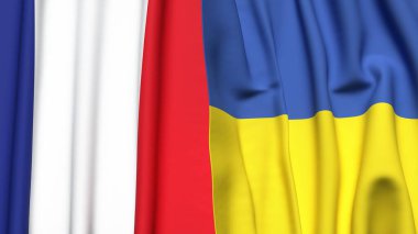 FRANCE ve UKRAINE bayrakları gerçekçi kumaş dokusuyla