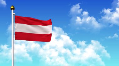 Alfa Kanalı ve Gökyüzü Arkaplanı 4K 'da AUSTRIA Bayrak Dalgalanması