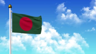 4K 'da Alfa Kanalı ve Gökyüzü Arkaplanı ile BANGLADESH Bayrak Dalgalanması