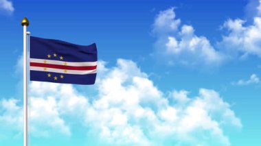 4K 'da Alfa Kanalı ve Gökyüzü Arkaplanı ile CAPE VERDE Bayrak Dalgalanması