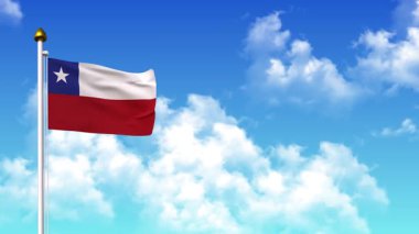 4K 'da Alfa Kanalı ve Gökyüzü Arkaplanı ile Şili Bayrağı Dalgalanması