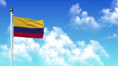 4K 'da Alfa Kanalı ve Gökyüzü Arkaplanı ile COLOMBIA Bayrak Dalgalanması