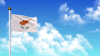 4K 'da Alfa Kanalı ve Gökyüzü Arkaplanı ile CYPRUSS Bayrak Dalgalanması