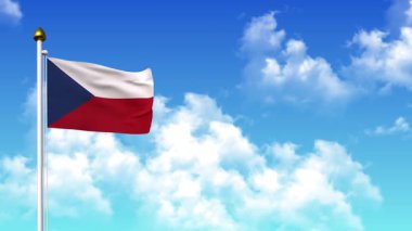 4K 'da Alfa Kanalı ve Gökyüzü Arkaplanı ile CZECH Cumhuriyet Bayrağı Dalgalanması