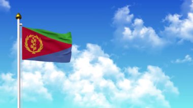 4K 'da Alfa Kanalı ve Gökyüzü Arkaplanı ile ERITREA Bayrak Dalgalanması