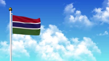 Alfa Kanalı ve Gökyüzü Arkaplanı 4K 'da GAMBIA Bayrak Dalgalanması
